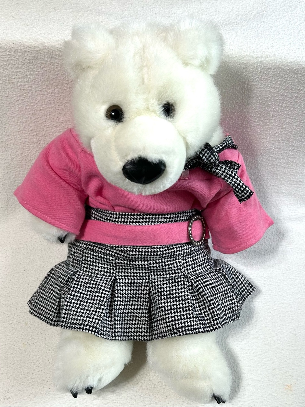 4/$20 Animaland Plush Polar Bear with 2 piece Houndstooth Skirt/Matching Top